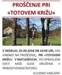 Vabilo na proščenje “Totov križ” Matjaševci 1